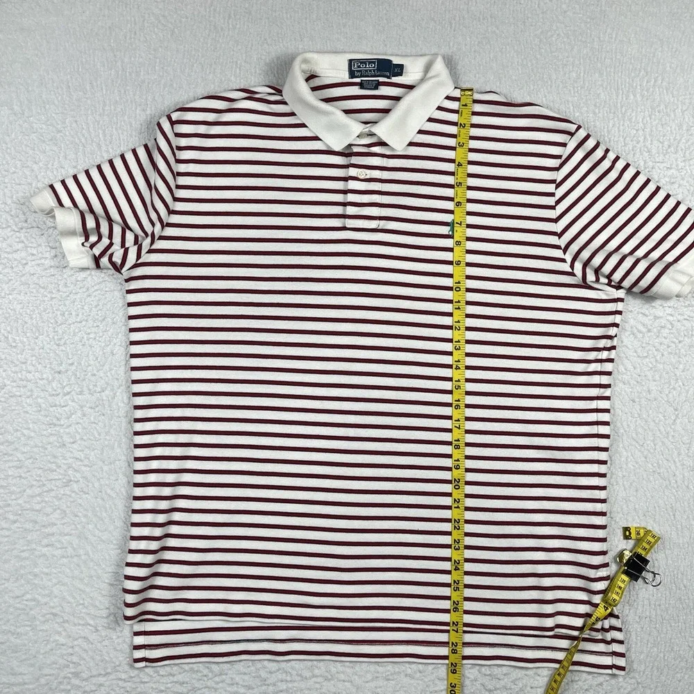 Polo Ralph Lauren Shirt Mens XL White Red‎ Striped Casual Preppy Workwear Travel